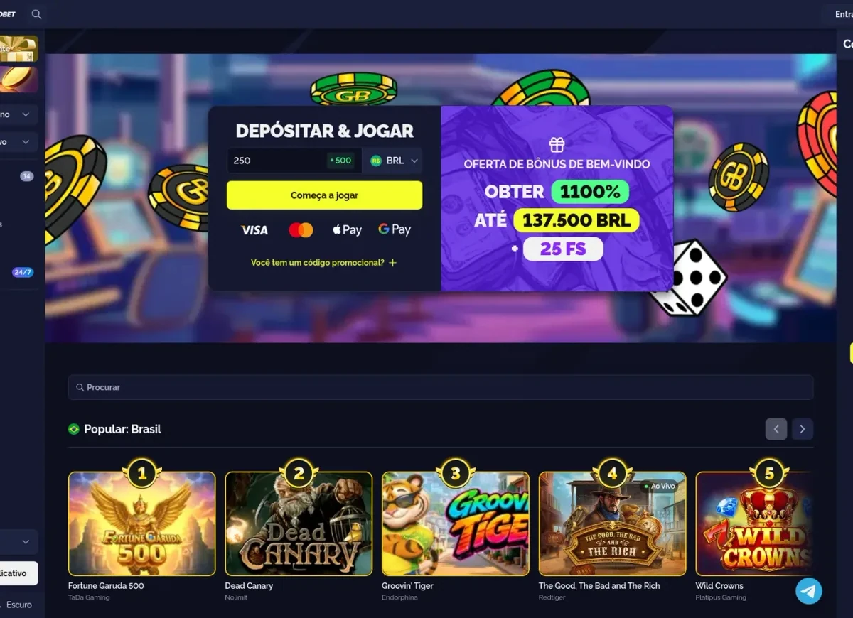 Goldbet: lobby y widget de depósito